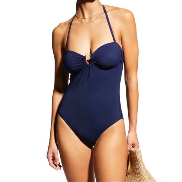 Tory Burch Solid Bandeau One Piece in Navy Size L - Picture 7 of 12